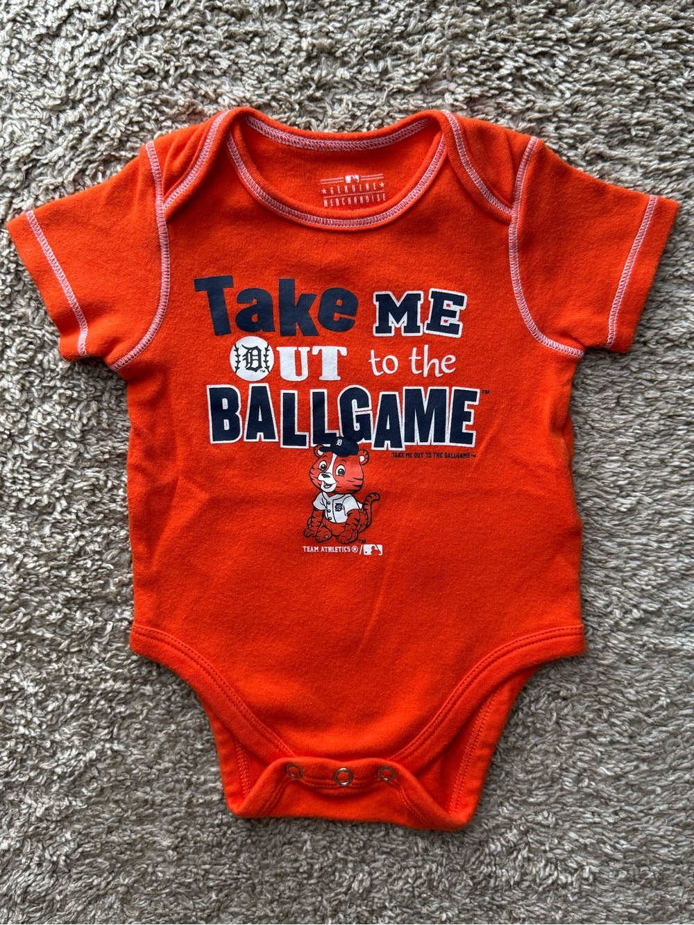 Detroit Tigers “Take Me Out to the Ballgame” Baby Bodysuit Orange 0-3 M